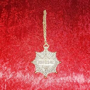 Vintage Heavy Brass Liquor bottle marker on chain Bourbon/ Rye